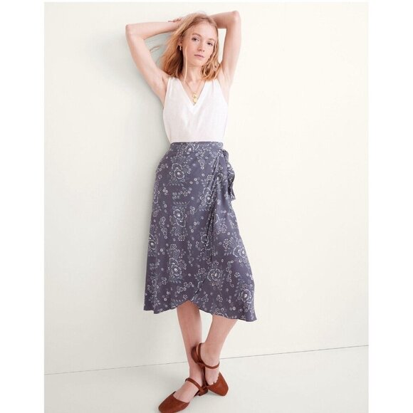 Madewell Wrap Midi Skirt Size 6 Floral Boho Cottage ($108)‎ - Picture 2 of 14
